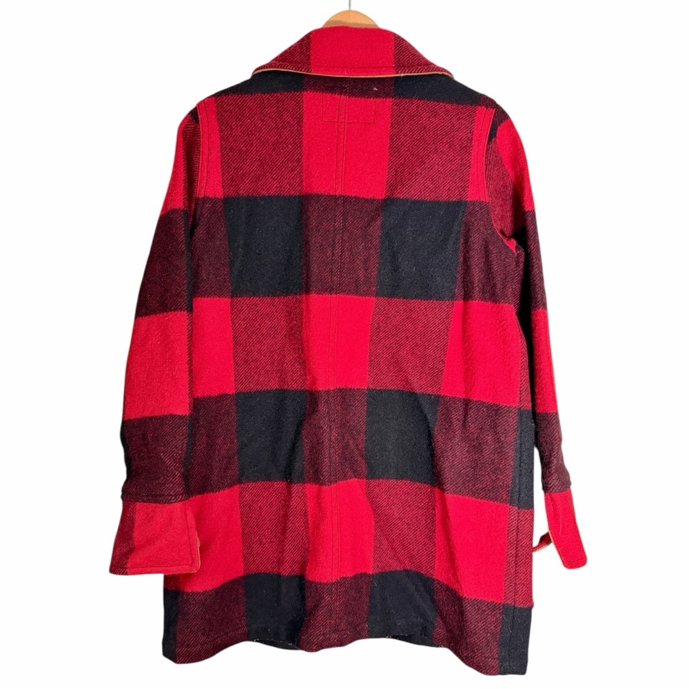Woolrich Giant Buffalo Plaid Jacket Coat Wool Red‎ Black Full Zip Women’s Large - Picture 3 of 6